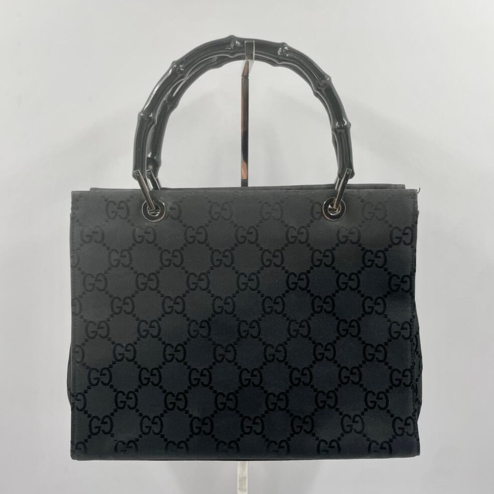 Gucci GG Bamboo Tote Bag Canvas Black Monogram Tom Ford Vintage Bag
